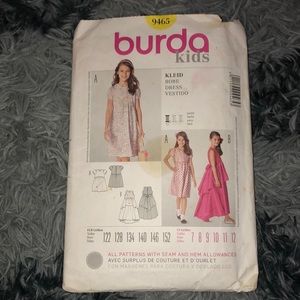 Burda Sewing Pattern 9465 Girls Childs Dress Sizes 7-12